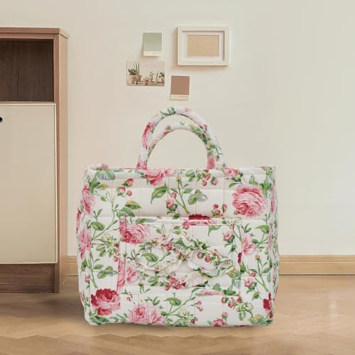 Quilted Laundry Basket with Handles, Aesthetic Collapsible Fabric Storage Basket for Clothes, Diapers & Toys - Multi-Purpose Boho Organizer Tote for Car, Home & Picnic (F) - color: F