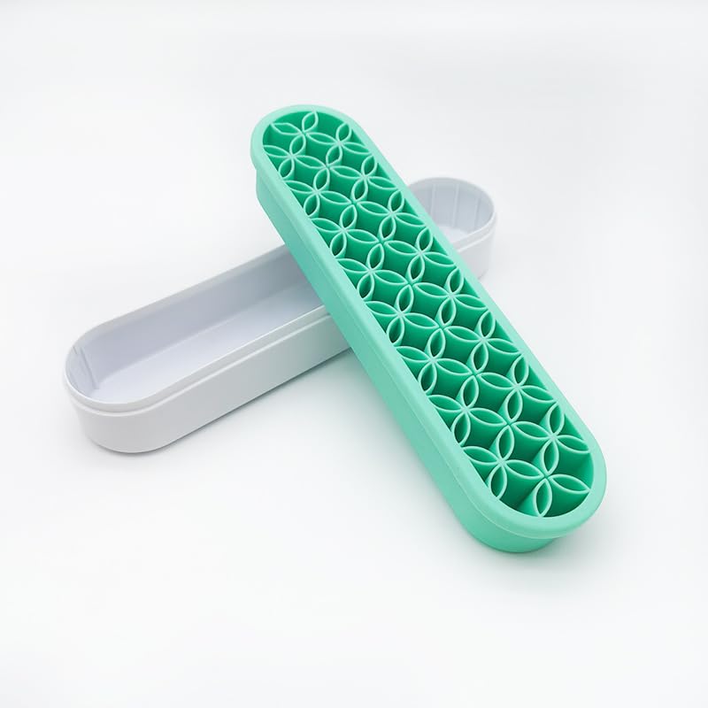 2 PCS Multi-Purpose Cosmetic Storage Box, Desktop Organizers Silicone Make Up Brush Storage Stand, Desktop Storage Box for Eyeliner Pencil, Art Supplies, Painting Brush (Green) - color: Green