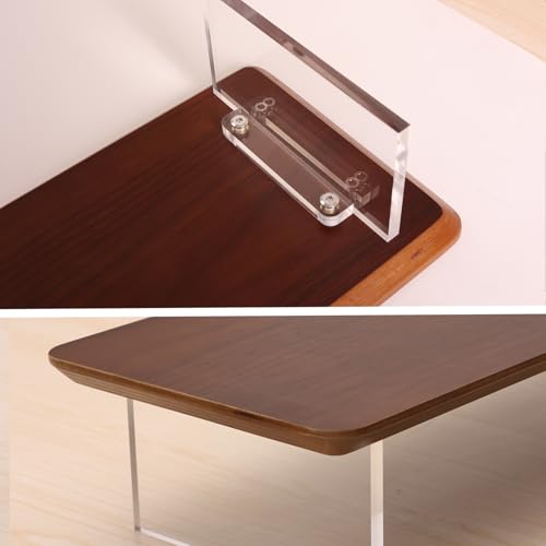 SUIBIAN Elegant Wood & Acrylic Monitor Stand with 15W Wireless Charging – 31.5" Large Desk Riser for Ergonomic View, Desktop Organizer, Laptop & PC | Modern Floating Design(Walnut Wood) - color: Walnut Wood