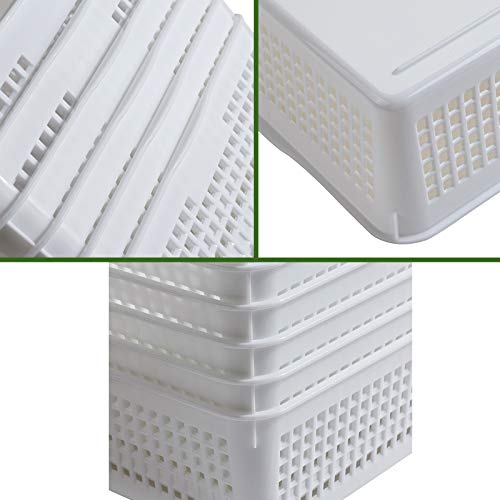 Aebeky A4 Size Plastic Paper Storage Trays,Desktop File Organizer Baskets,6-Packs (White) - color: White