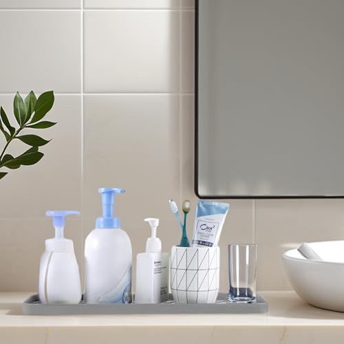 Silicone Organizer Tray for Kitchen Sinks and Bathrooms. Dishwasher-Safe, Non-Slip Countertop Tray, Bathroom Drawer Organizer Trays. Perfect for Makeup & Trinkets (Gray L 1PC) - color: Gray L 1pc