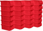 Akro-Mils 30220 AkroBins Plastic Storage Bins, Space-Saving Stackable Bins for Garage, Pantry, Craft Organization, 7" x 4" x 3", Red, 24-Pack - color: Red
