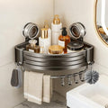 Corner Shower Caddy,Suction Cup Shower Bathroom Wall Shelf,No Drill Rust Proof Aluminum Organizer with Hooks,Floating Rack for Inside (Suction Cup Corner Shower Caddy,1 Tier,Gray) - style: Suction Cup Corner Shower Caddy ,1 Tier ,Gray