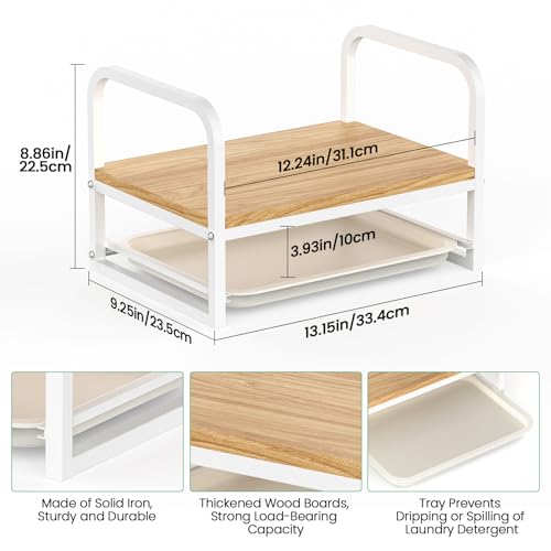 Laundry Detergent Holder Stand, Liquid Detergent Dispenser Shelf Organizer with Cleanable Drip Tray, Liquid Holder Stand Catcher for Laundry Room Organization and Storage (Flat-White) - style: Flat-White