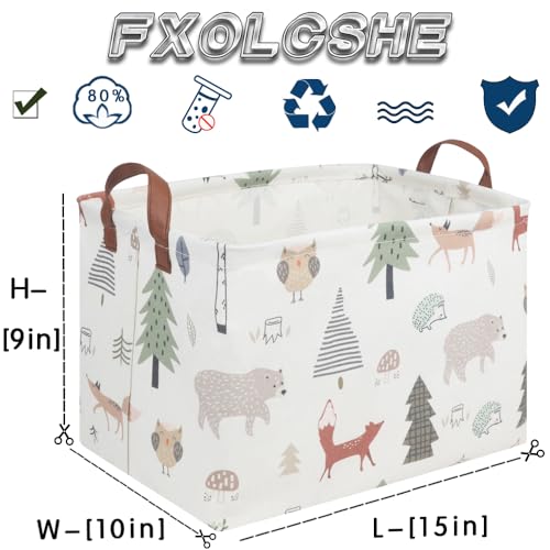 FXOLCSHE Rectangular Animals Basket,Waterproof Storage Bin for Bedroom,Nursery Hamper,Storage Bin for Boys Room Decor,Gift Basket,Animal Room Decor(Animals) - color: Animals