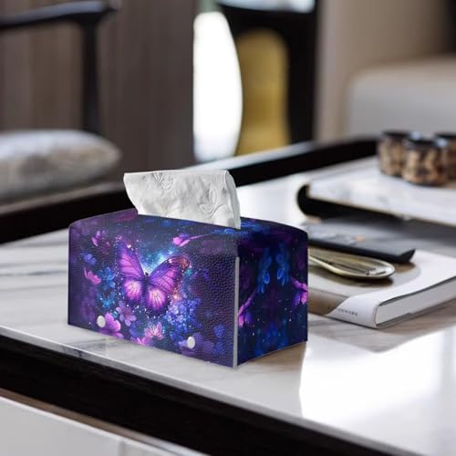 Butterfly Pu Leather Tissue Box Cover, Modern Rectangular Tissue Box Tissues Organizer Living Room Bedroom Vanity Countertop Home Decor Items - color: Butterfly1