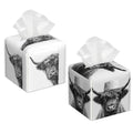 2 Pcs Tissue Box Cover Square,Funny Highland Cow Tissue Box Holder Leather Facial Paper Organizer Dispenser for Bathroom Kitchen Bedroom Night Stand Office Desk - color: Funny Highland Cow