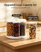 Ankou Rotating Food Storage Containers Set of 6, 23oz (690ml) Clear PET Jars with Dual Pour Lids, 360° Lazy Susan Pantry Organizer for Snacks, Cereal, Nuts, Oats & Dry Foods, Kitchen Grain Dispenser - color: 690ML*6