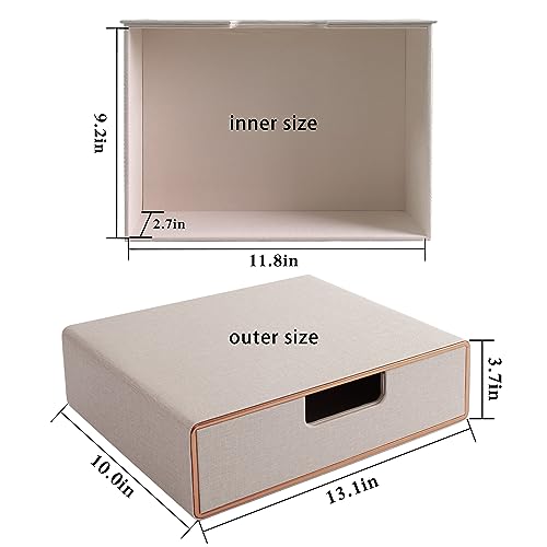 PU Leather Stackable Organizer Drawer,Executive Office Supplies Desktop Filing A4 File Cabinet/Holder for Jewelry/Bill/Paper/Documents/Makeup Home Decor Stationery Storage Box,Beige - color: Beige