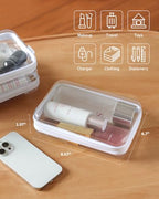 CoiiJoii 3PCS Clear Hard Shell Zipper Case,Portable Cosmetic Bag with Zipper, Diaper Bag Organizing Pouches, Kid's Toy Storage Organizer Bins,Hard Plastic Case, Christmas Storage Bins - size: 3Pcs-Medium