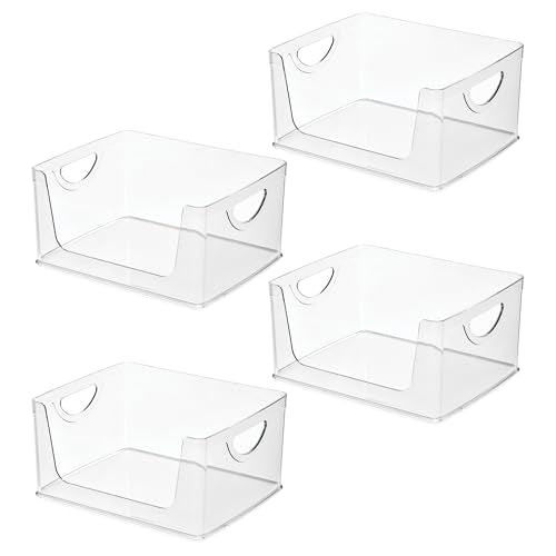 iDesign Stackable Open-Front Storage Bins with Handles for Kitchen and Pantry - Set of 4 - Clear - style: Pack of 4