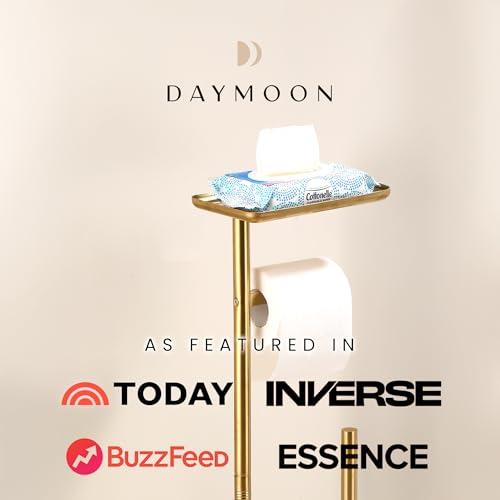 Day Moon™ - Toilet Paper Holder - Modern Roll Holder for Bathroom - 1 Pack - Free Standing - with Shelf, Gold - color: Gold, size: Free Standing 1 Pack