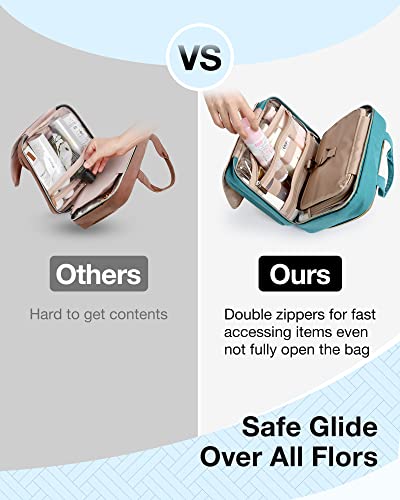 BAGSMART Toiletry Bag Hanging Travel Makeup Organizer with TSA Approved Transparent Cosmetic Bag Makeup Bag for Full Sized Toiletries, Large-Blue - color: Blue, size: Large