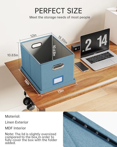 2 Pack File Storage Organizer, Filing Box, Portable File Box with Lid, Fit for Letter/Legal File Folder Storage, Document Organizer, Dark-blue - color: Dark-blue, size: 2 pack