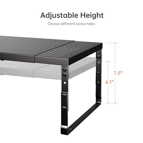 Cabinet Shelf Organizer, Spice Rack,Stackable, Expandable, Rust Resistant, Convenient Kitchen Storage, Metal Shelf for Kitchen, Countertop, Restroom(3Packs/Black,Medium) - color: Black, size: 3 PACKS/BLACK/MEDIUM