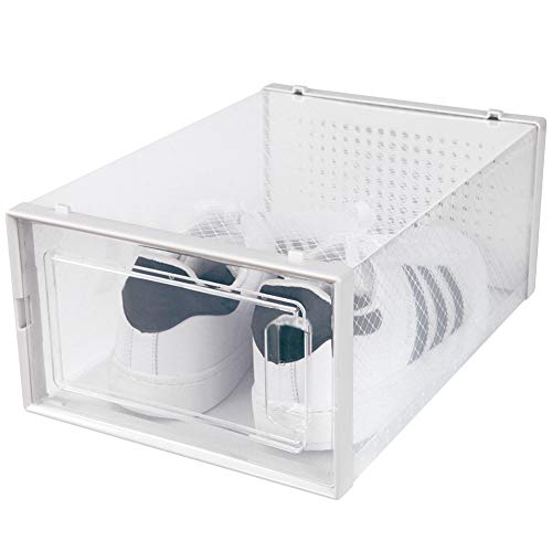 OnDisplay Clik Stackable Interlocking Shoe Box System (Standard Clear/White, Set of 4) - color: Standard Clear/White, size: Set of 4