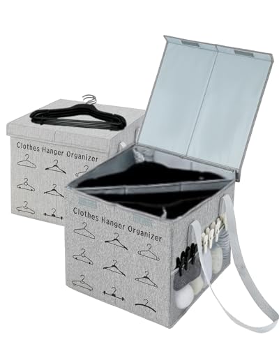 Large Sturdy Hanger Storage, Hanger Organizer Space Saver, Portable Hanger Holder Organizer with Handles, Hanger Organizer Stacker Box Caddy Containers for Closet Laundry Rooms (1 Pack)