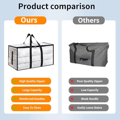 8 Pack-Extra Large Heavy Duty Moving Bags - Waterproof Storage Totes with Handles & Zippers, Foldable for College Dorm, Storage (Clear) - color: Clear, size: 8