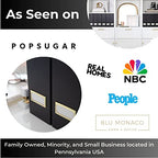 BLU MONACO | Cardboard Magazine File Holder Set of 6 Black | Vertical Magazine File Holder with Gold Label Slots | Standing File Holder and Cardboard Bins for Shelves Desk Storage - color: Black & Gold