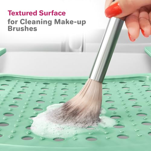 Sink Topper Bathroom Counter Cover & Storage Saver, Foldable Silicone Mat for Hot Tools, Hair Styling & Makeup, Beauty Brush Cleaning Mat, RV Camper Sink Cover & for Small Spaces (Standard Green) - color: Emerald Green, size: Standard
