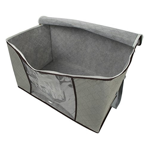 2 Pack Foldable Large Storage Bags 24 x 16 x 14 (L x W x H) inch for Comforter Quilt Blanket Clothes with Clear Window & Handles - Easy to Fit King Size Comforter Set - Closet Under Bed Organizer - size: Large (Horizontal), style: Set of 2