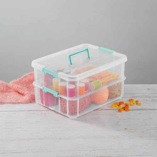 STERILITE Convenient Home 2-Tier Layer Stack Carry Storage Box, Clear 12-Pack 12 X 1 - size: 12 Pack