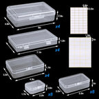 QUEFE 28 Pack Small Storage Containers Mixed Sizes Clear Plastic Boxes Craft Organizers Rectangular Bins with Lids for Small Items Bead Art Craft Jewelry Projects