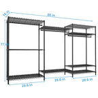 Ulif E13 Max Heavy Duty Clothes Rack（With 4 Hanger Rods & 8 Shelves） Freestanding Clothing Racks for Hanging Clothes，Adjustable Closet，Metal Garment Rack 86" W x16 D x77 H，Max Load 1100LBS，Black - color: Black, size: E13 Max