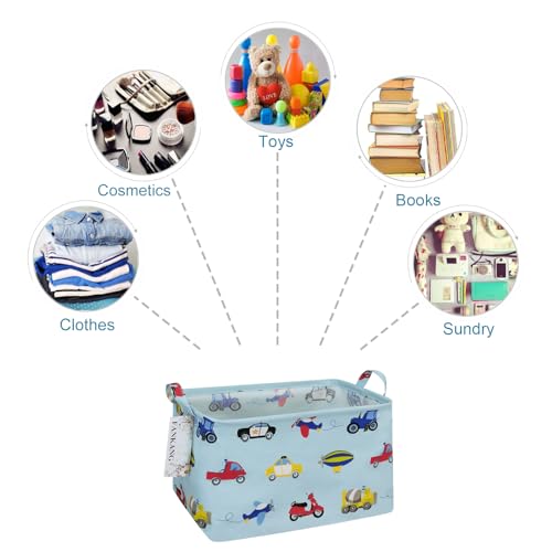 FANKANG Storage Basket,Nursery Hamper Canvas Laundry Basket Foldable with Waterproof PE Coating Storage, Office, Bedroom, Clothes,Toys (Rec-Car) - color: A Rec-Car-L