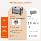 ELEMARA 3 in 1 Wide Baby Bassinet with Ajustable Side,2024 All Mesh Bedside Sleeper with Mattress,Sheet,Storage Pocket,Wheels and Trap,Playpen Travel Crib Bed with Bag - style: 3 in 1 Bassinet