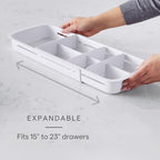 YouCopia DrawerFit Sliding Drawer Tray with Adjustable Dividers, Expandable Kitchen Storage Organizer, Speckled White - style: Tray