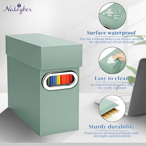 File Organizer Box with Lid & Handle, Thickened Cardboard Hanging File Folder Storage Boxes for Letter Size, Portable Filing Organizer for Office, Home, Classroom, Sage 2 Pack - color: Sage, size: 2 Pack