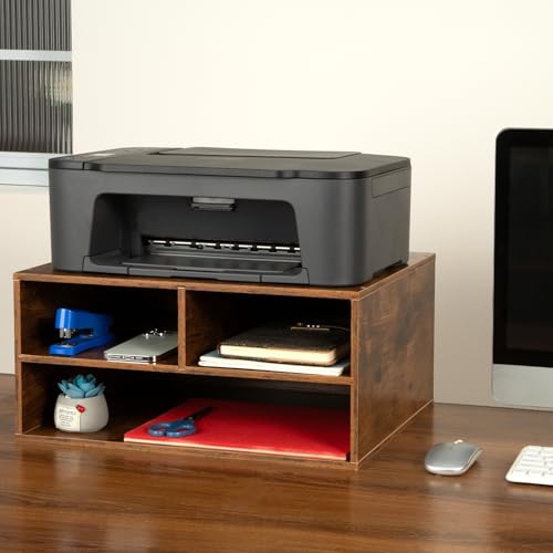EMERIT Printer Stand Shelf with Storage Wood Desk Paper Organzier for Home/Office,Printer Riser, 2 Tire - color: Wood, size: Medium