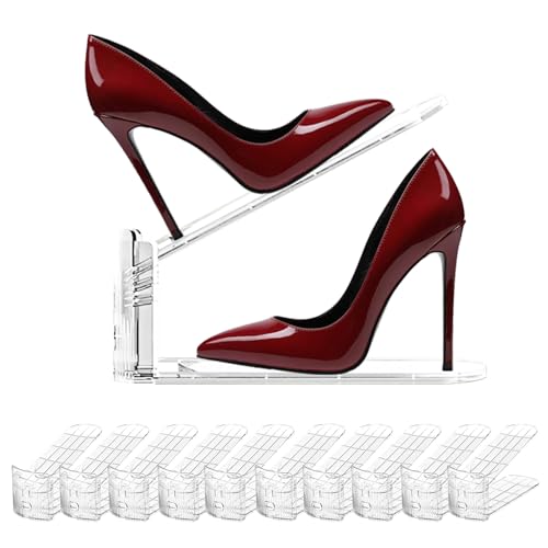 10Pack Shoe Slot Organizer Clear Shoe Stackers Organizers for Closet Space Saver 50% Shoes Display Shelf Rack Holders Zapateras Organizers - size: Transparent 10PACK