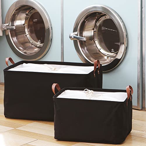Hinwo 70L Extra Large Storage Bins, Closet Organizers and Storage, Foldable Clothes Storage Baskets with Handles, Containers for Clothing, Blanket, Comforters, Toys, Bedding (Black) - color: Black, size: 22" / 70L / 1-Pack