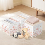 Clastyle 3 pcs 11.8'' Spring Summer Flower Storage Basket for Shelves with Metal Frame Large Butterfly Girl Clothes Toy Book Cube Bin for Bedroom Playroom,Pink - color: Watercolour