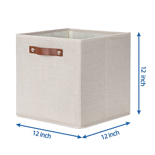 Temary Cube Storage Bins 12 Inch Storage Cubes 4PCs Fabric Organizer Bins Boxes with Handles, Sturdy Collapsible Closet Storage Organizer for Shelf, Bedroom, Cabinet (Beige, 12 x 12 x 12) - color: Beige, size: 12×12×12