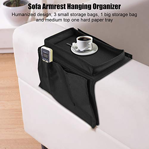 Armchair Caddy, Couch Caddy Chair Side Pocket Organizer Arm Chair Organizer Chair Arm Organizer Sofa Remote Control Holder(Black) - color: Black