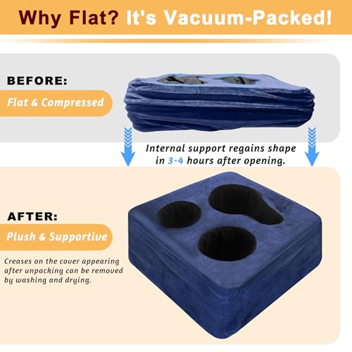 Couch Cup Holder Pillow Tray & Caddy - for Sofa, Bed, Car, Man Cave | Keep Drinks at Hand & Spill-Proof Accessories for New Parents, Camping, Park, Boat, Beach - Navy Blue - color: Navy Blue, size: 9.4" x 9.4" x 3.9"