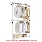 PRINCE HANGER Heavy Duty Adjustable Garment Rack – One Touch System for Easy Assembly, 352 LBS Load Capacity, Freestanding Metal Wardrobe Closet Rack Ivory (Width Adjustable, PHUS-0023) - color: Ivory