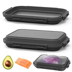 2 Pack Silicone Food Fresh-Keeping Storage Containers with Lid, Dual-Shape Design, BPA-Free, Leakproof Lock Clips, Versatile Fridge Storage Containers, Space Saving & Expandable - color: Gray