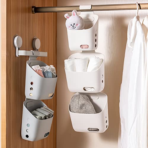 3 Pcs Hanging Shower Basket Caddy, Portable Walll Storage Organizer with Hooks for Bathroom Kithcen Dorm College, White - color: White, size: Large