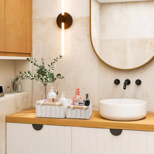 Storage Basket Wicker Baskets for Organizing Toilet Paper Storage Basket for Toilet Tank Top,White - color: White