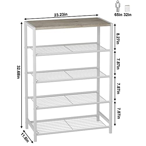 HOMEFORT 5-Tier Shoe Rack, Storage Shelf, Industrial Tower, Narrow Organizer for Closet Entryway, Small Table With Durable Metal Shelves, White Oak - color: White Oak, size: 5-Tier (11.8"D x 23.23"W x 32.68"H)