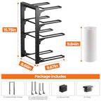 MUDEELA Pots and Pans Organizer under Cabinet 15.75" Tall, 4-Tier Heavy Duty Pan Organizers inside Cabinet Kitchen Storage, Adjustable Pot Rack Holds up to 44 LB Cast Iron Skillets Shallow Cookware - style: 4-Tier