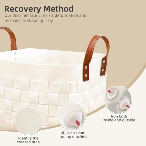 BOLDMONEKY Blankets Basket 16.5 " x13 " x13 " , Large Rectangular Laundry Hamper with Leather Handle, Soft Dog Toy Basket for Storage-Beige - color: Beige