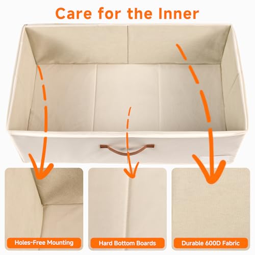 60L Large Under Bed Storage with Wheels Pack of 2, Underbed Shoe Container Bin with Clear Lid Cover, 10.5 Inches Rolling Under Bed Drawer Storage Bag Basket for Boots Quilt Sweater - White - color: White, size: 10.5 Inches Tall