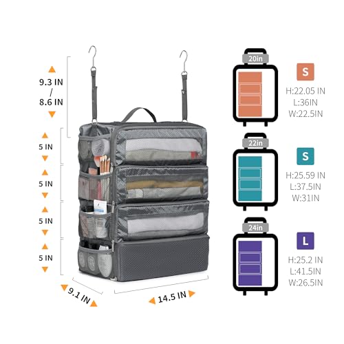 Suitcase Organizer Travel Bags Organizer for Luggage Compression Hanging Packing Cubes for Travel Carry on Closet (Bag Only) - color: Grey, size: Medium