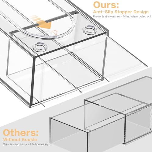 Desk Organizer with 7 Drawers, FODIENS 7 Packs Acrylic Stackable Desktop Storage Drawers Makeup Organizer, Clear Craft Storage Box Cabinets for Office Vanity Countertop Bathroom Bedroom - size: 7 Drawers