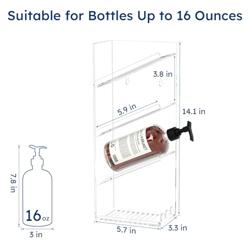 AITEE Acrylic Bathroom Organizer Shower Caddy, Clear Shampoo Holder Wall Mounted with Suction Cup, No Drilling and Rustproof, Sturdy and Durable - One Shelf - style: One Shelf